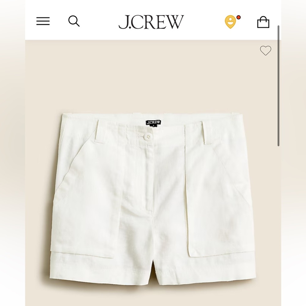 J. Crew Women's Cream seaside cargo short in linen- TENCEL lyocell blend